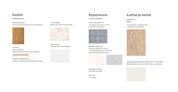 Kesä-teeman pintamateriaalit