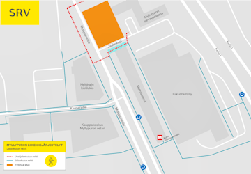 Tilapäiset liikennejärjestelyt Myllypuron THK työmaa