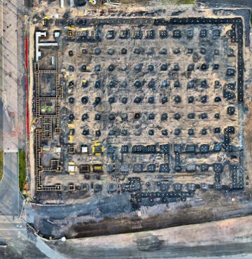 Dronekuva Hyvinkää Areenan työmaalta