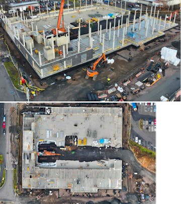 Dronekuvaa Hyvinkää Areenan työmaalta 30.10.2025